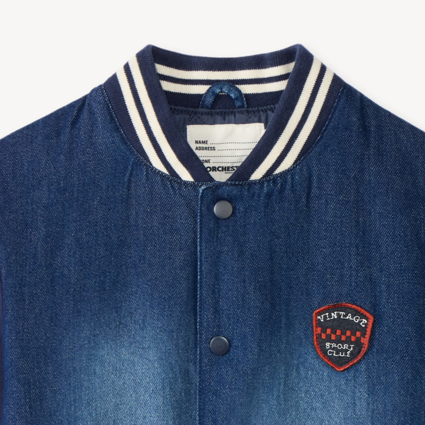 Τeddy jacket για αγόρια με δύο υλικά: τζην και φλις. 