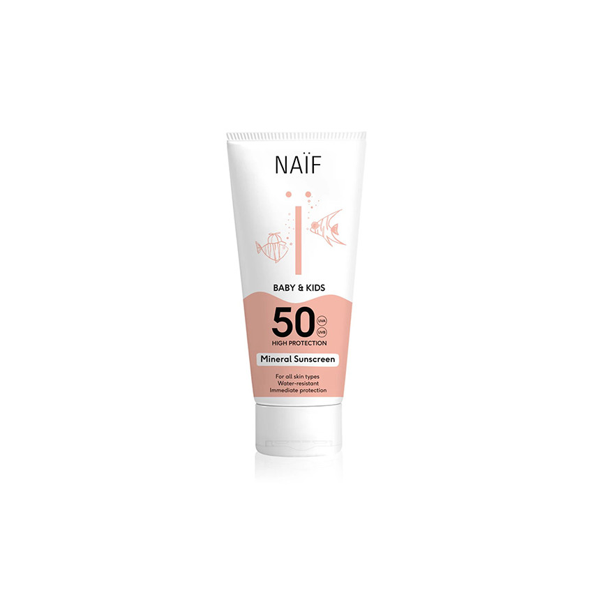 Αντηλιακό Γαλάκτωμα Προσώπου & Σώματος για Βρέφη & Παιδιά, με Άρωμα & SPF50, 100ml Naif 