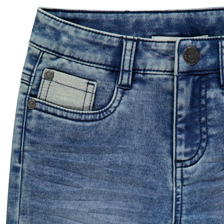 Jean effet  used à détails contrastés et usure fantaisie  Additional Jean effet  used à détails contrastés et usure fantaisie