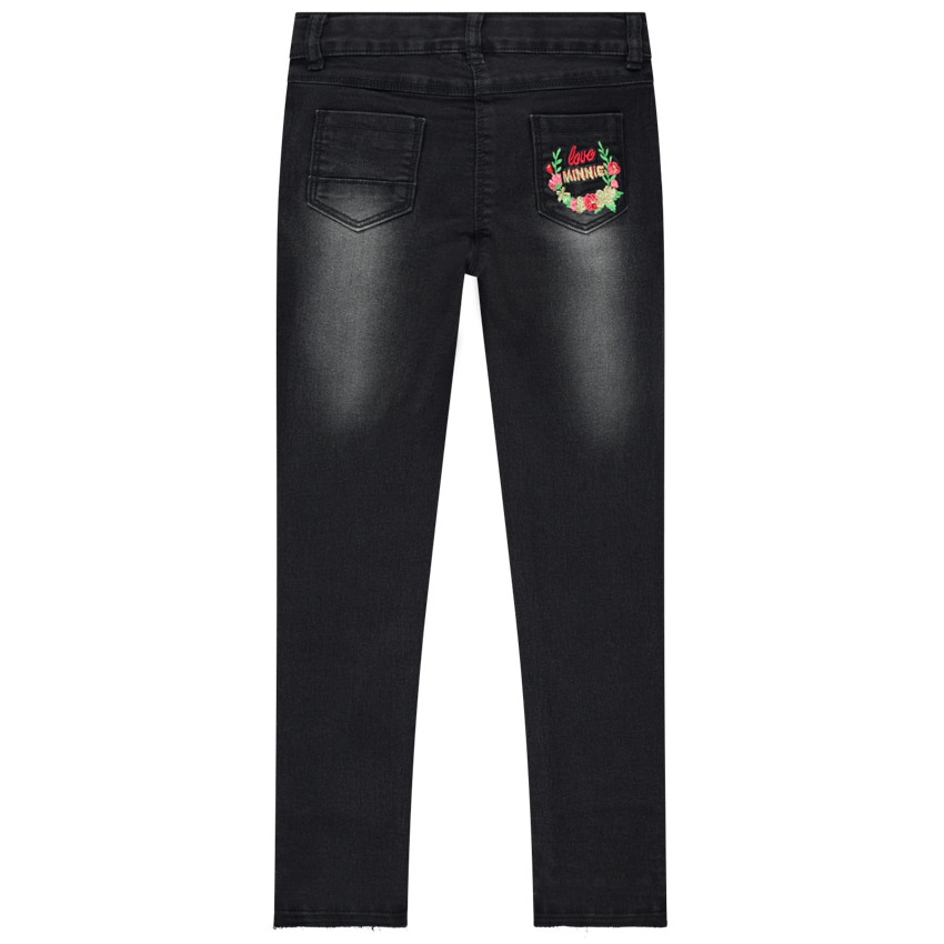 Jean effet used coupe slim motif Minnie en sequins 