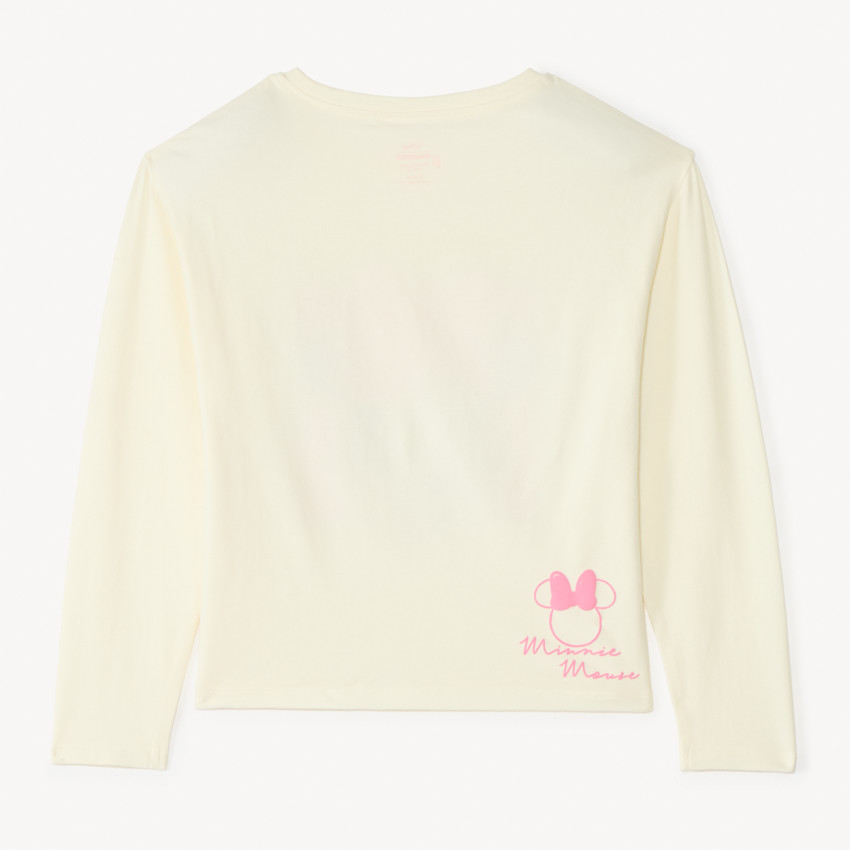 T-shirt à manches longues avec imprimé placé Minnie Disney pour fille 