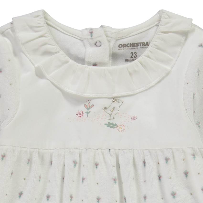 Φορμάκι βελουτέ με σχέδιο floral για bebe κορίτσι 