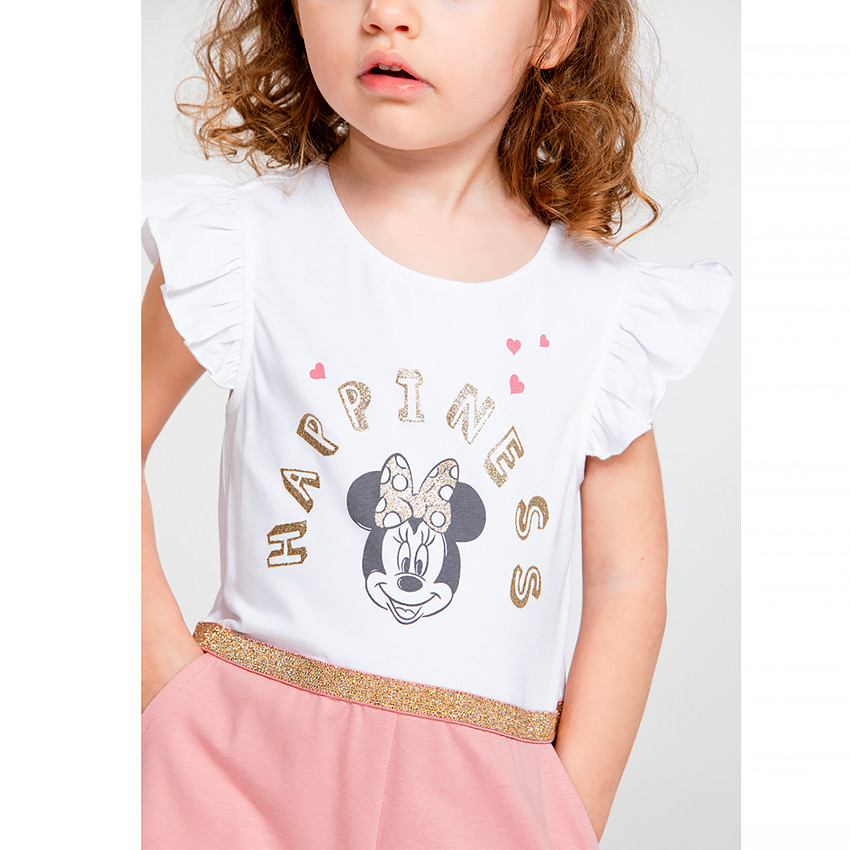 Combishort bicolore en maille print Minnie Disney pour bébé fille 