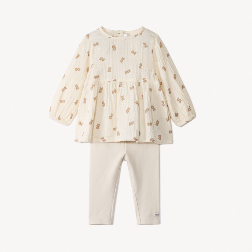 Σύνολο 2 τμχ. με σχέδιο αρκουδάκια για μωρό κορίτσι 