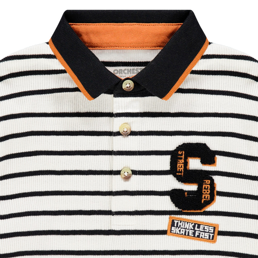 Polo μακρυμάνικο κοτλέ ριγέ για αγόρι 