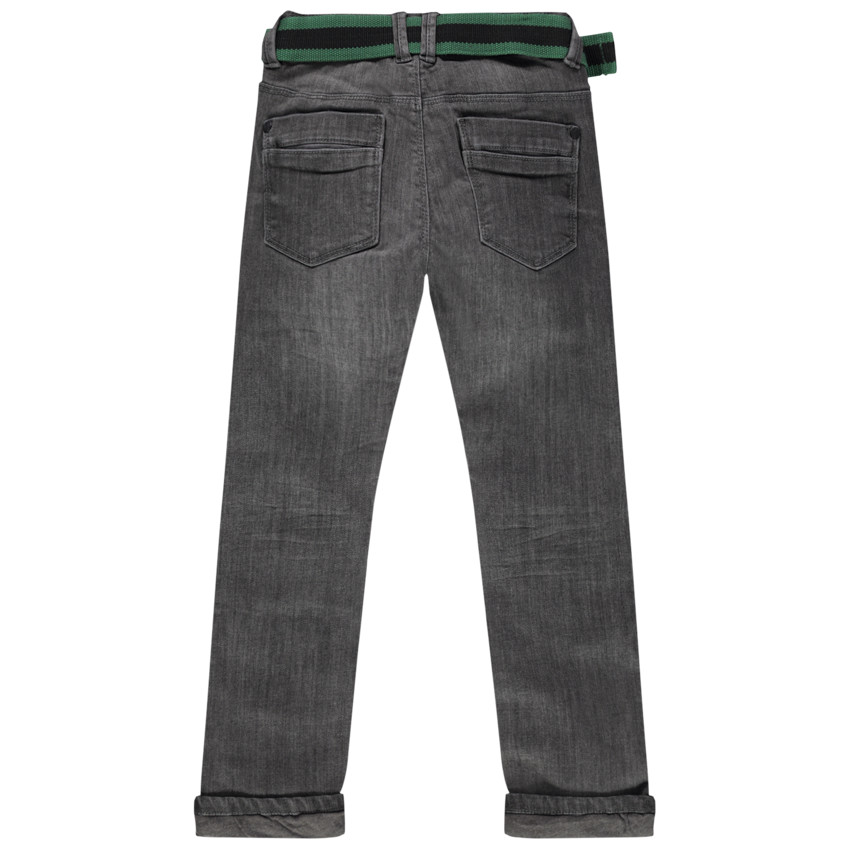 Jean gris effet used et crinkle avec ceinture amovible esprit militaire  