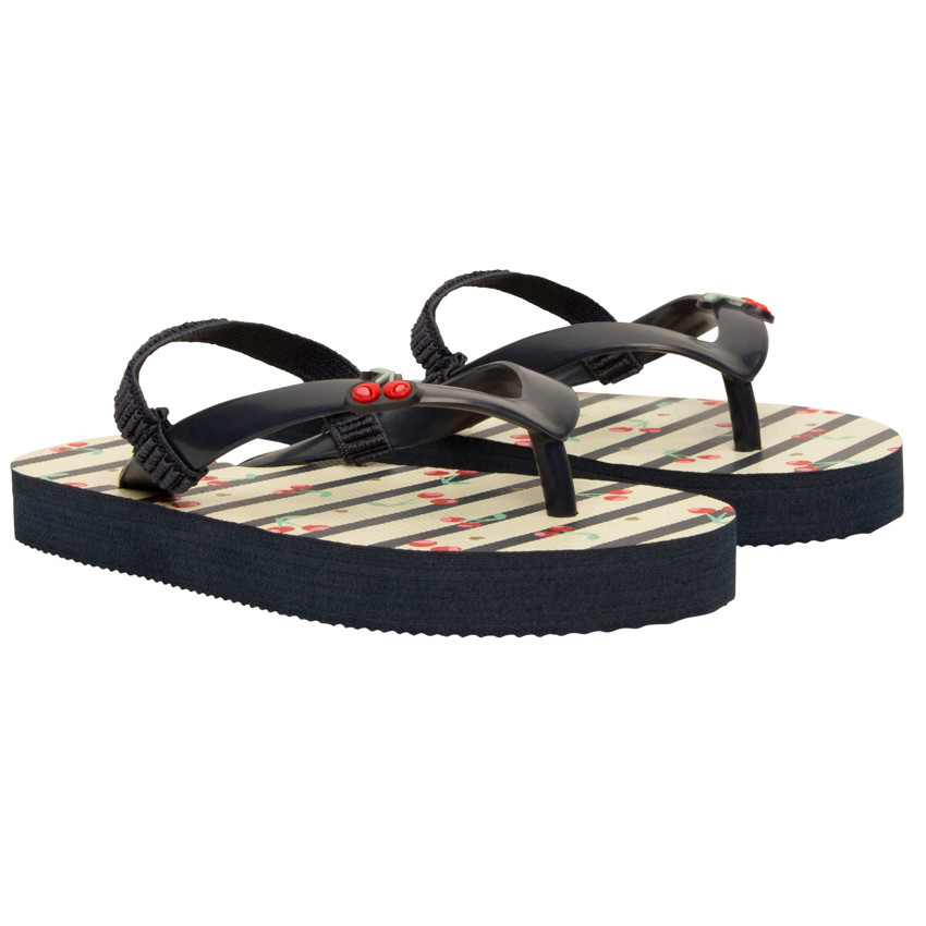 Σαγιονάρες ριγέ με print και badge κεράσια για κορίτσι με λουράκι ανάλογα με την ηλικία 