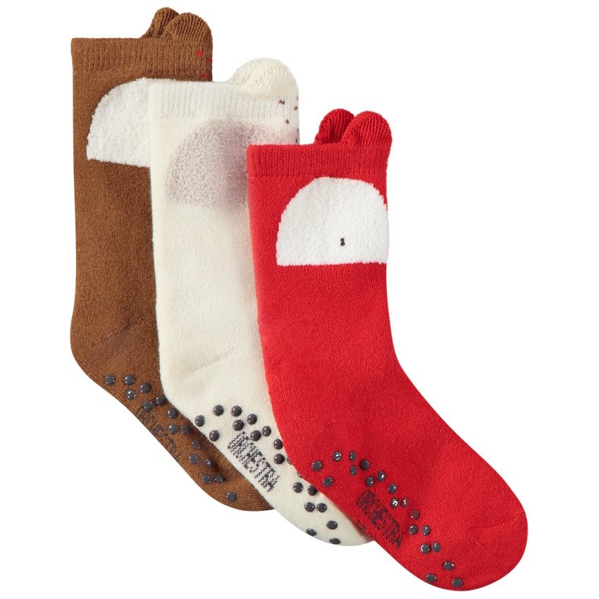 Lot de 3 paires de chaussettes antidérapantes renard pour bébé garçon 
