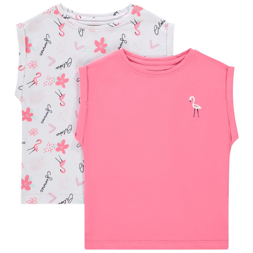 Σετ από 2 t-shirts με κοντά μανίκια σε σχήμα κουτιού κορίτσι 