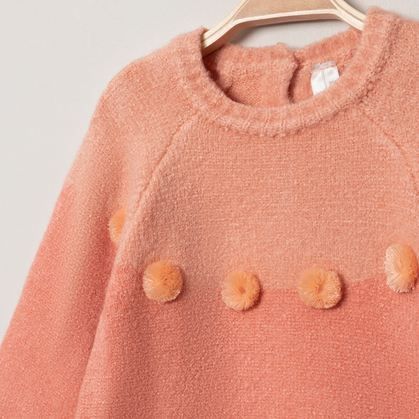 Robe manches longues en tricot à pompons et poches  Additional Robe manches longues en tricot à pompons et poches