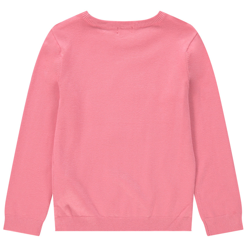 Μονόχρωμο πλεκτό πουλόβερ με φαντεζί μοτίβο 