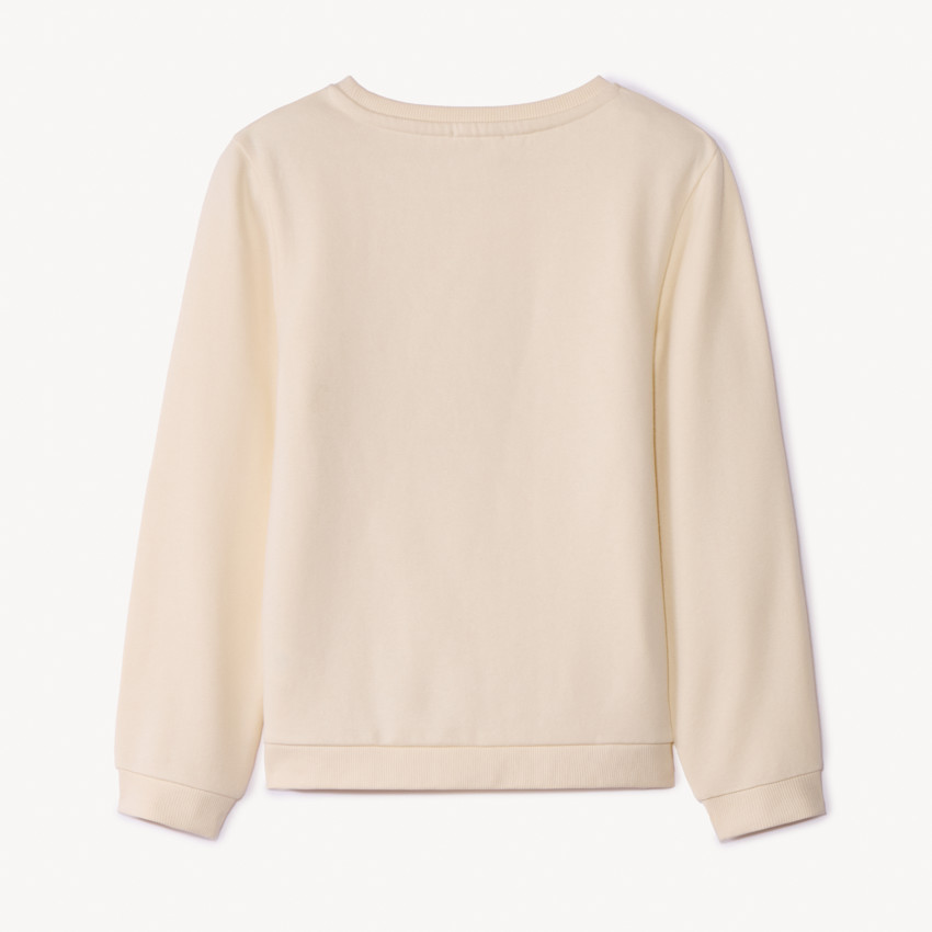 Φούτερ molleton μονόχρωμο με φαντεζί σχέδιο και glitter για κορίτσι 