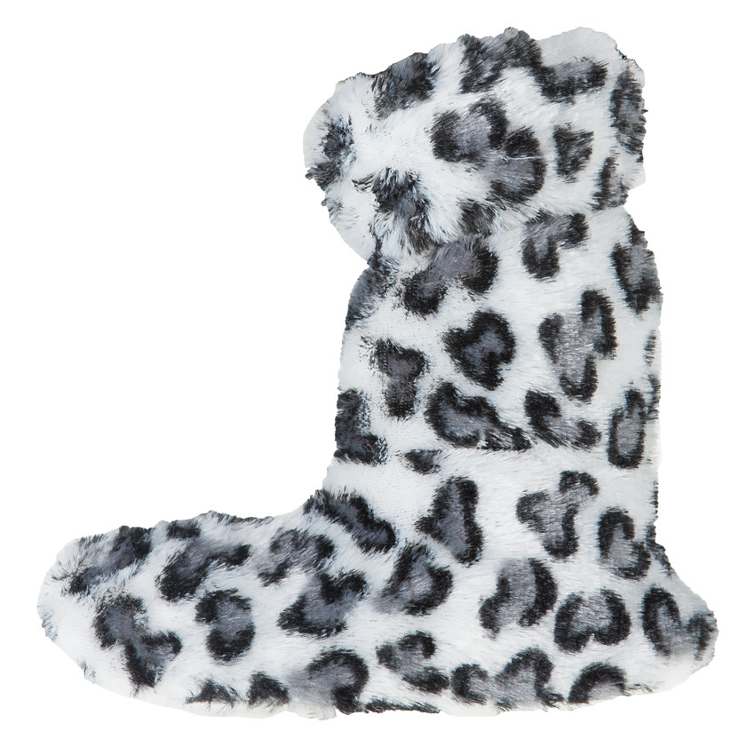 Chaussons bottines fausse fourrure imprimé léopard 