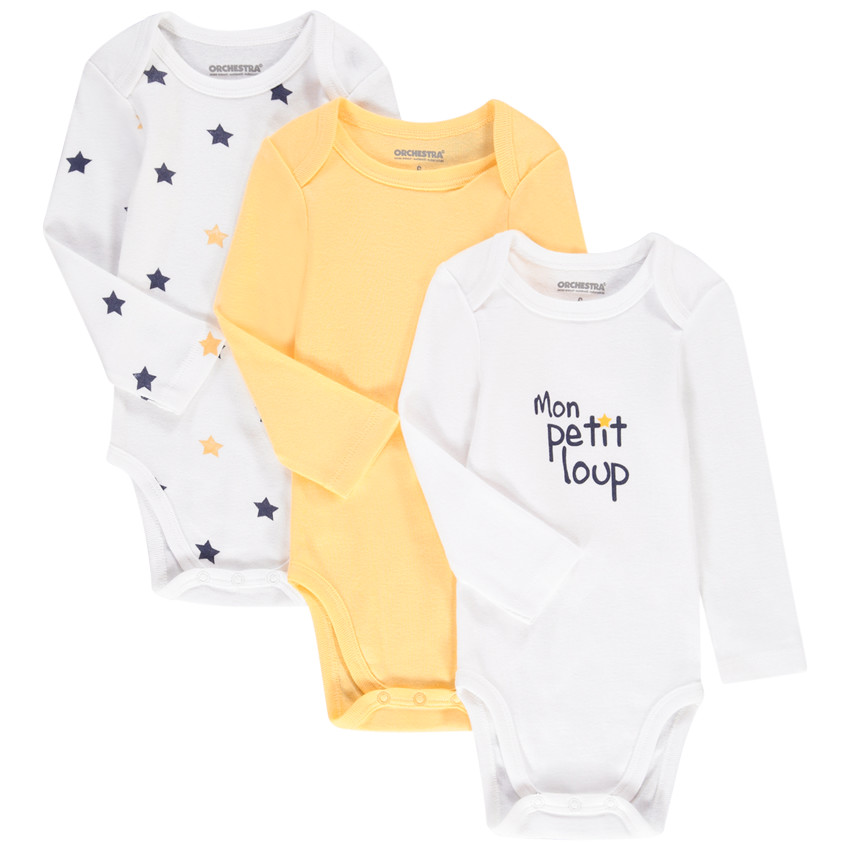 Lot de 3 bodies manches longues fantaisies Main Lot de 3 bodies manches longues fantaisies