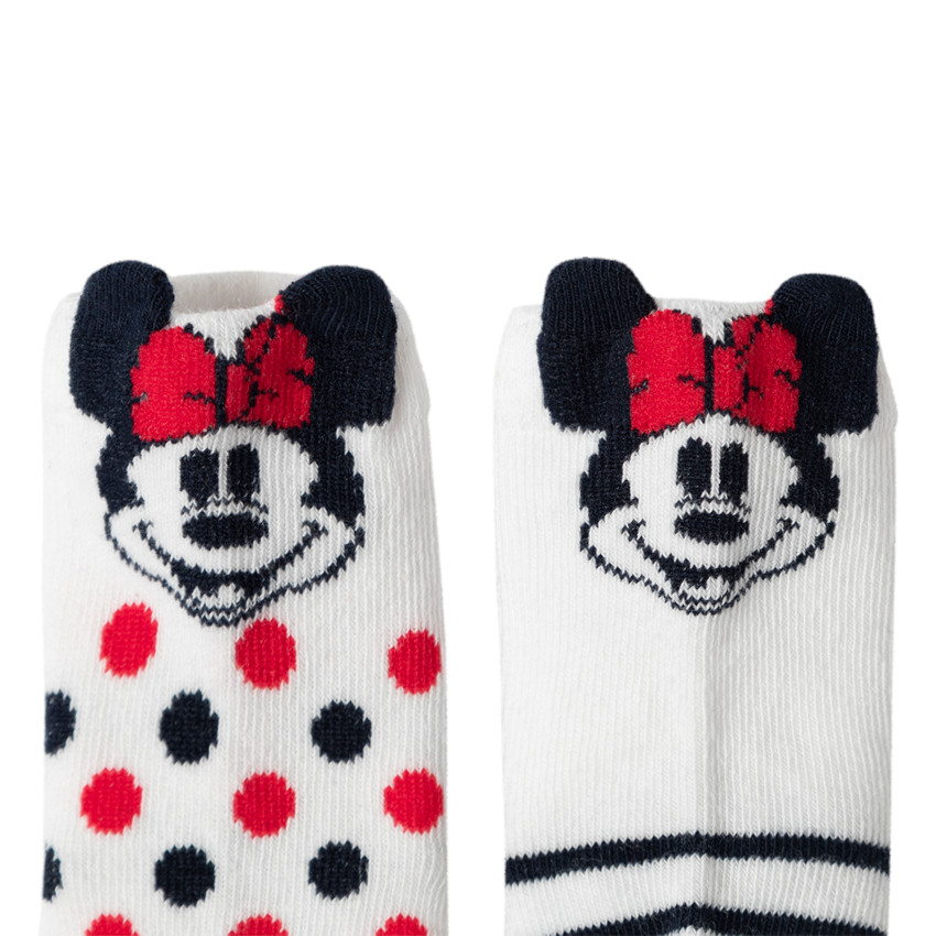 Lot de 2 paires de chaussettes à pois et rayures Minnie Disney 