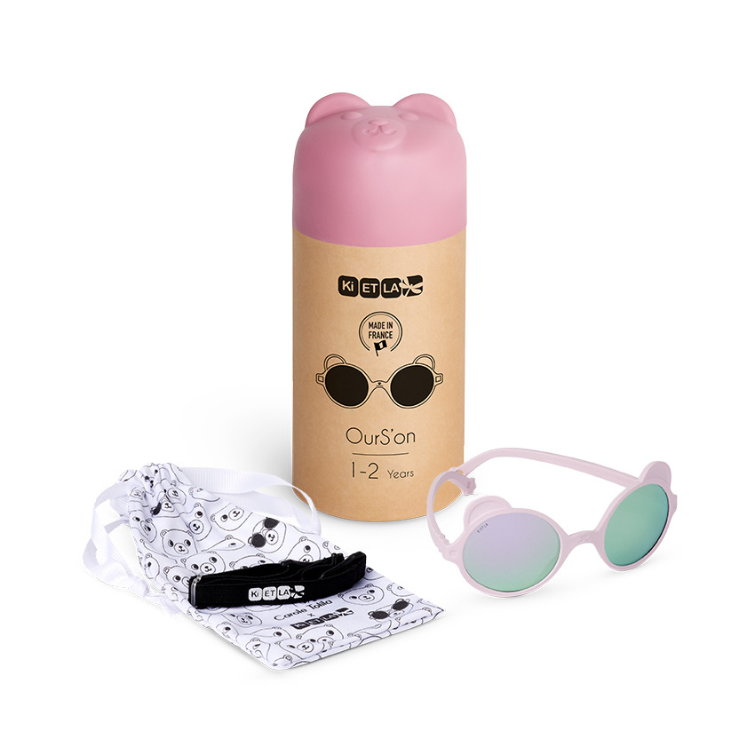Lunettes de soleil incassables Ourson 1-2 ans rose pâle 