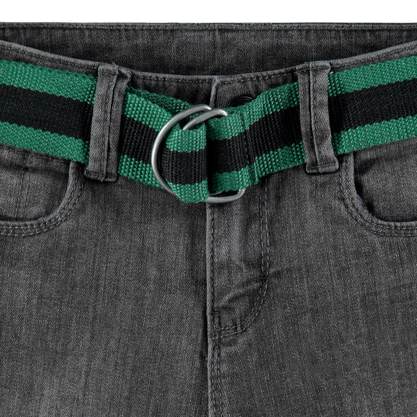 Jean gris effet used et crinkle avec ceinture amovible esprit militaire  