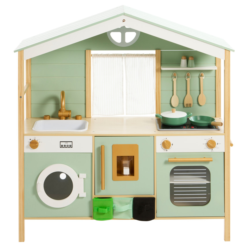 Πλήρως Εξοπλισμένη Κουζίνα Με Ξύλινα Αξεσουάρ 