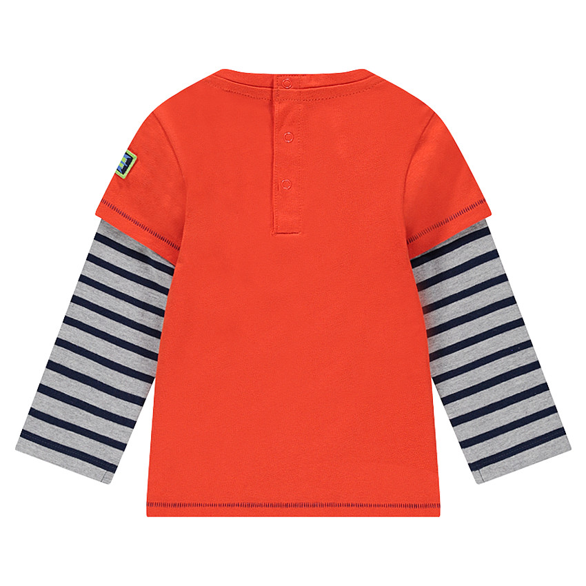 Μακρυμάνικη μπλούζα 2 σε 1 με ρίγες και στάμπα 