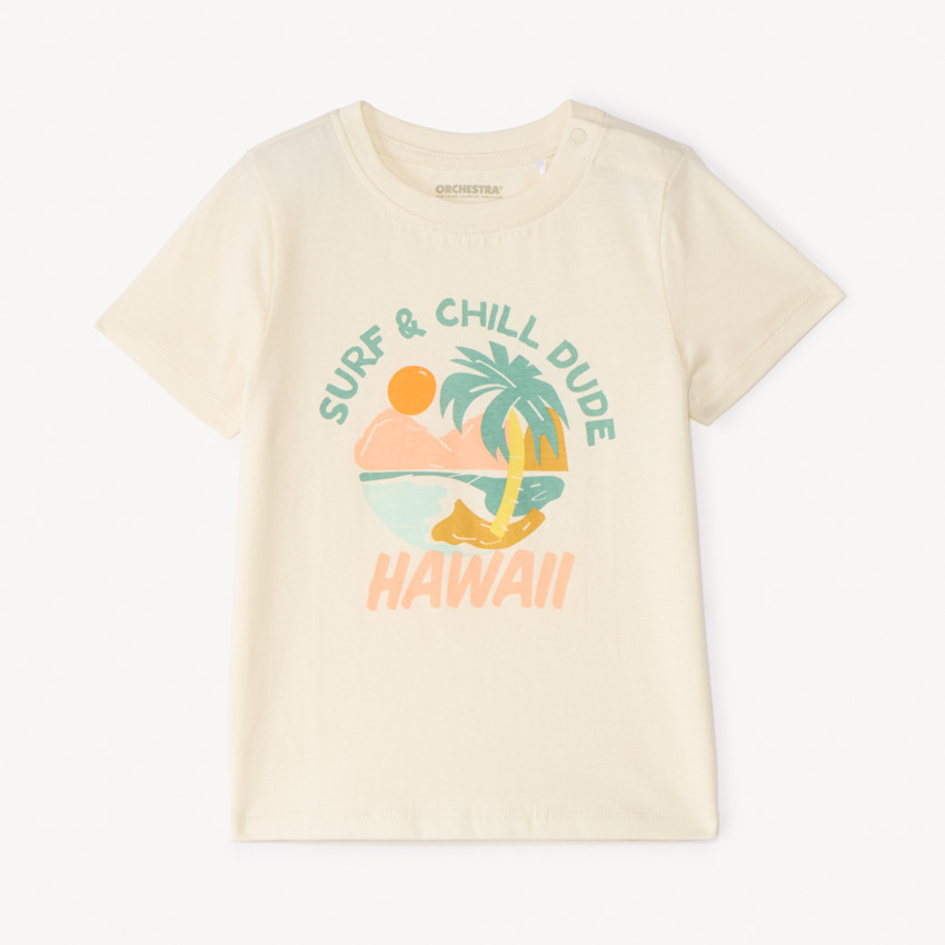 T-shirt à manches courtes uni avec imprimé fantaisie pour bébé garçon 