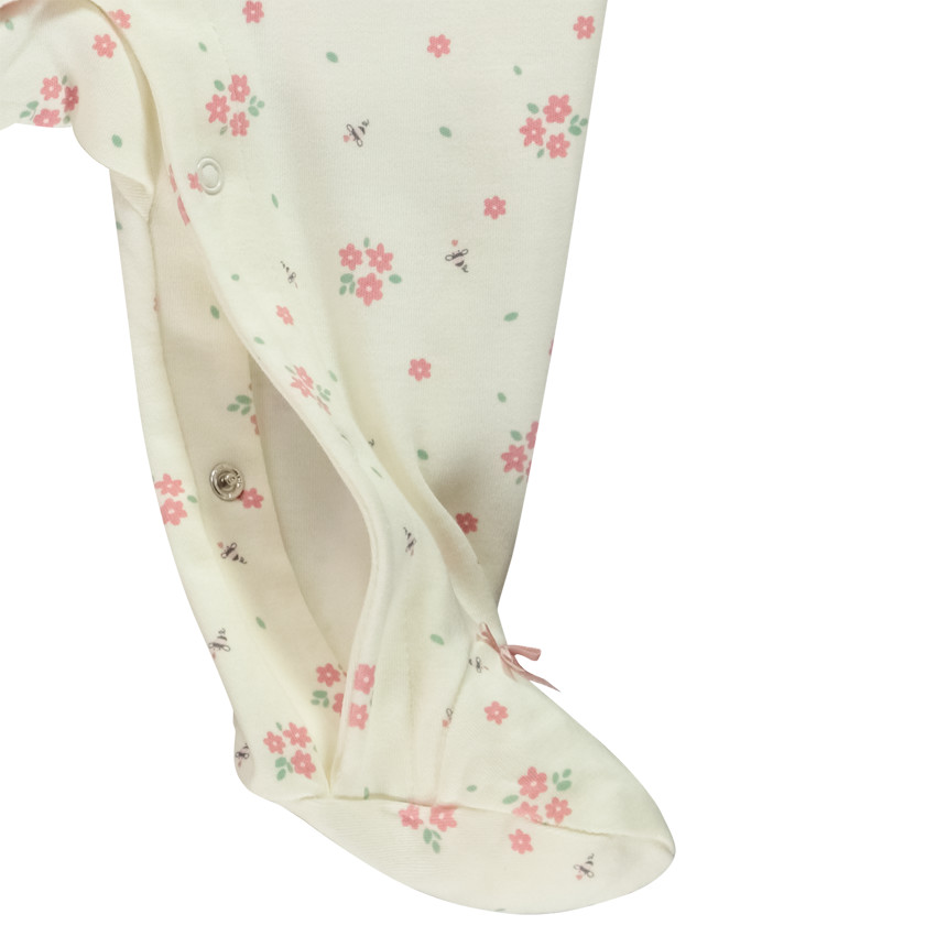 Νυχτικό μακρυμάνικο από interlock με λουλούδια για μωρό κορίτσι 