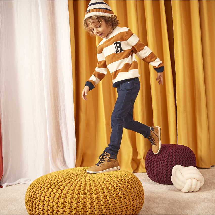 Σκούφος πλεκτός με ρίγες για αγόρι 