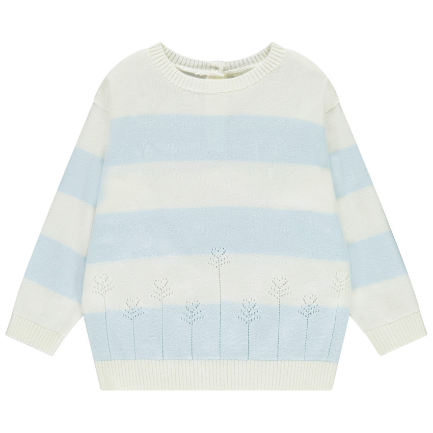 Πουλόβερ πλεκτό με ρίγες και σχέδιο λουλουδιών για κορίτσι μωρού 