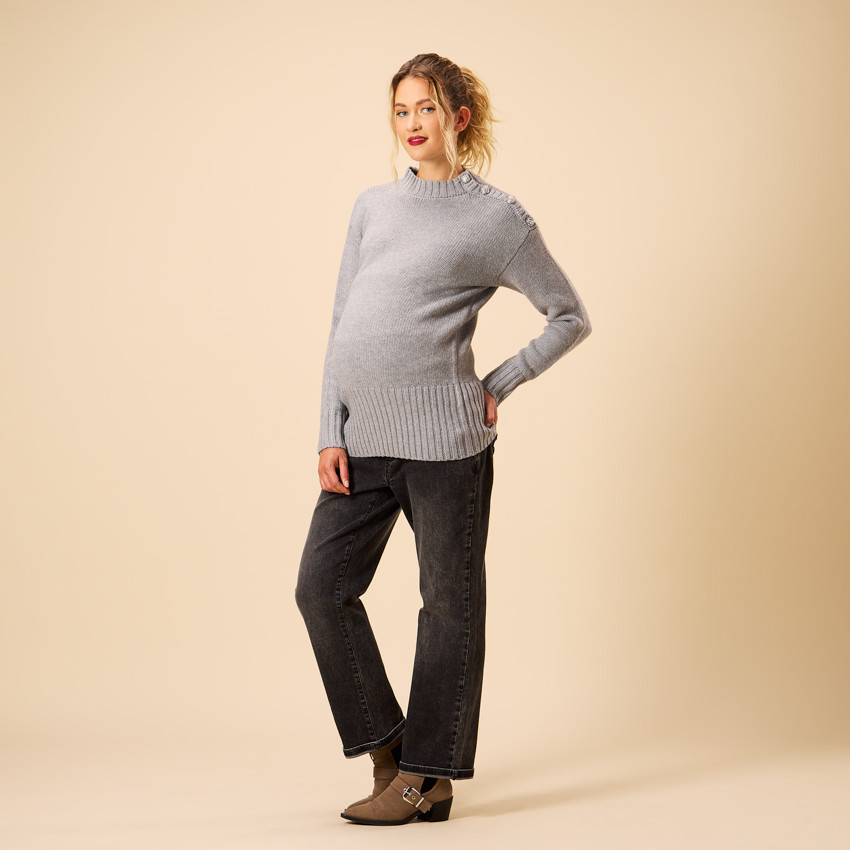 Κοντό πλεκτό πουλόβερ με στρας κουμπιά για γυναίκες 