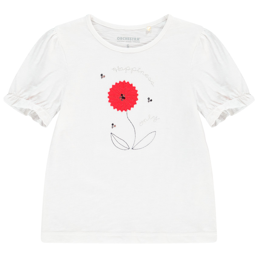 T-shirt κοντομάνικο patch fleur κέντημα για κορίτσι 