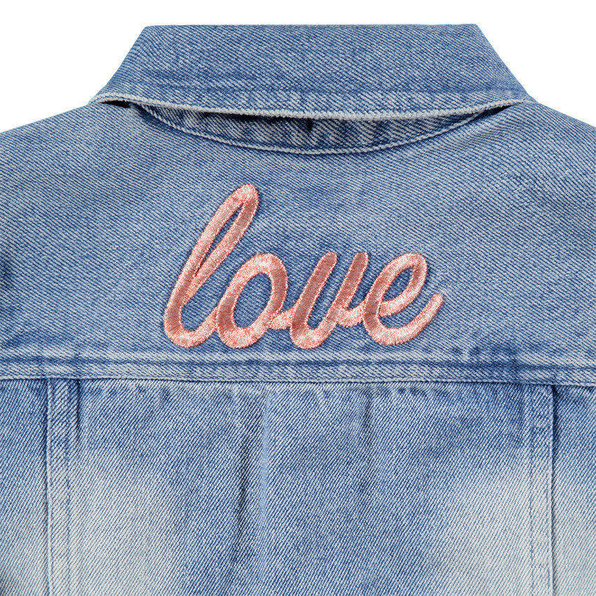 Παιδικά - Τζιν μπουφάν με used όψη και κεντημένη επιγραφή πίσω 