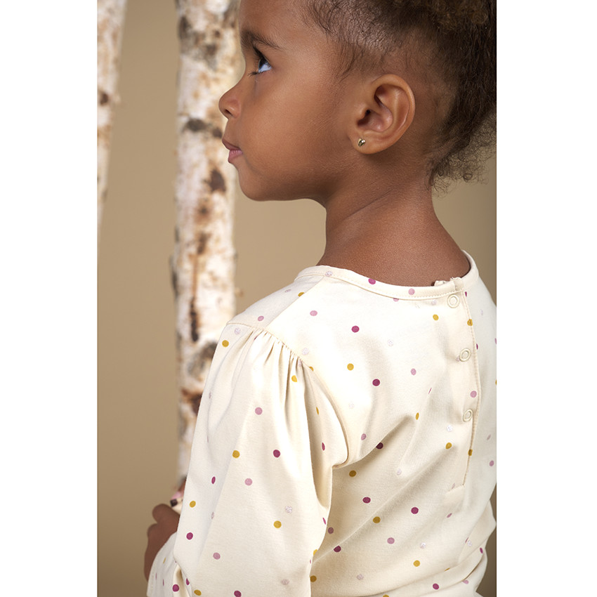 T-shirt manches longues en jersey imprimé pois et print pour bébé fille 