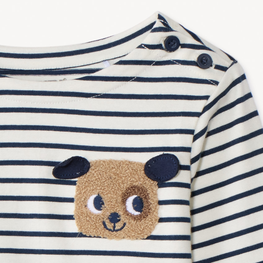 T-shirt manches longues marinière fantaisie pour bébé garçon 