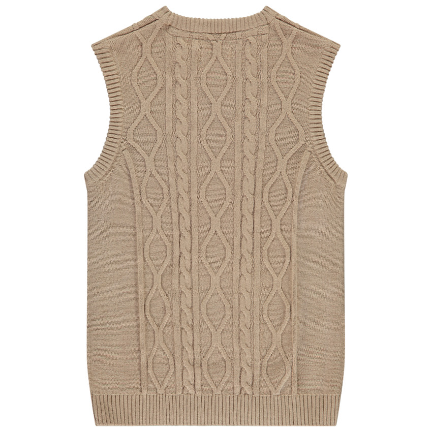 Αμάνικο πλεκτό πουλόβερ με σχέδιο κοτσίδας και V για αγόρι 