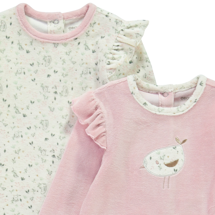 Σετ 2 βελουτέ φορμάκια με σχέδιο πουλιών για κορίτσι με διαφορετικές ανοίξεις ανάλογα με την ηλικία 