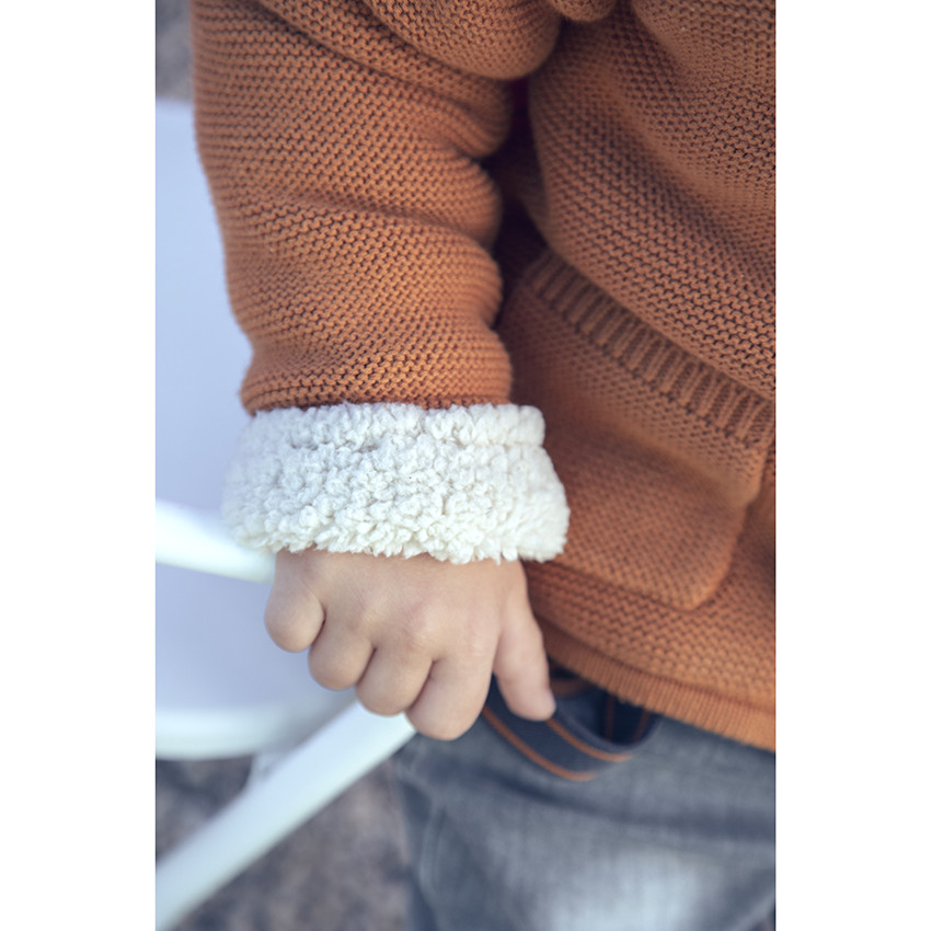 Μπουφάν με κουκούλα πλεκτή για bebe αγόρι 