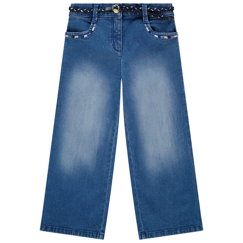 Jean large για κόριτσι στυλ ξεβαμμένο με ζώνη 