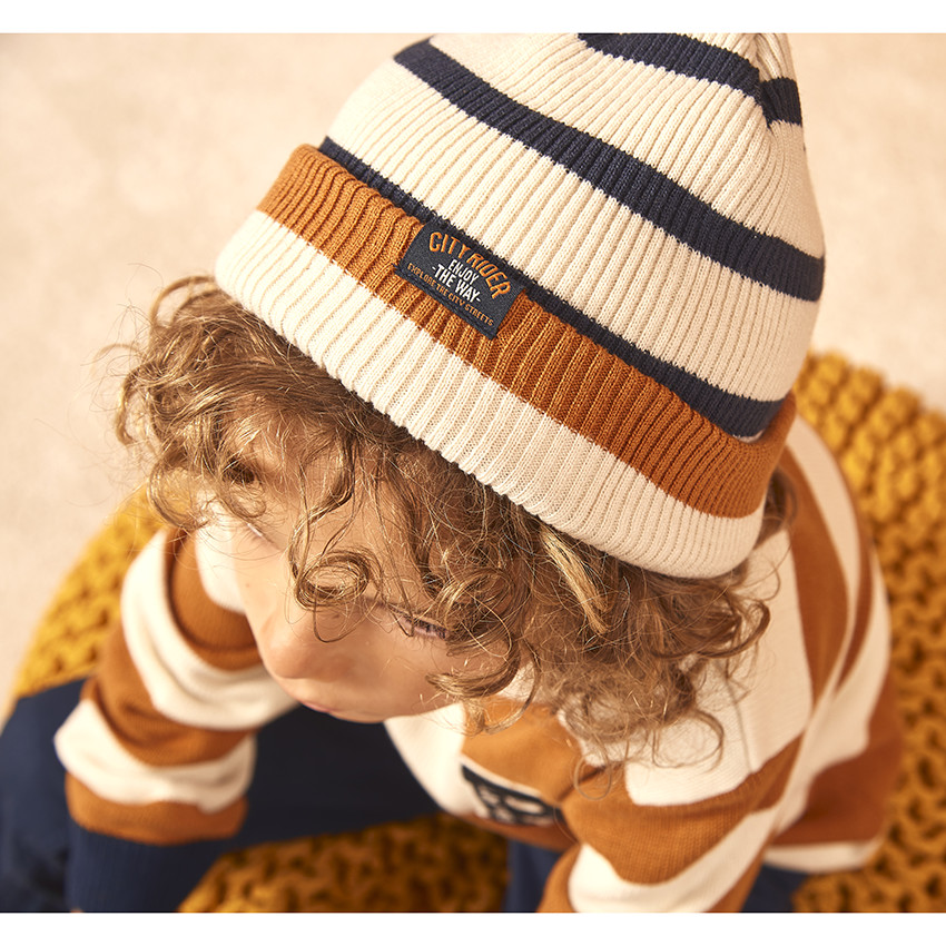 Σκούφος πλεκτός με ρίγες για αγόρι 