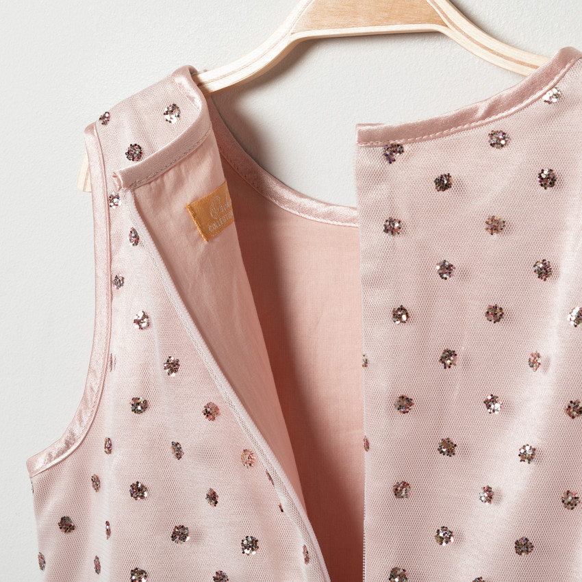 Φόρεμα αμάνικο με τούλι με glitter για κορίτσι 