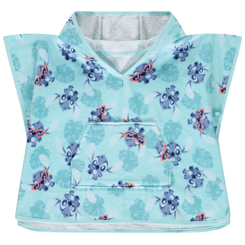 Κάπα μπάνιου από σφουγγάρι με σχέδιο Stitch Disney για μωρό μπλε τυρκουάζ Beach Day 