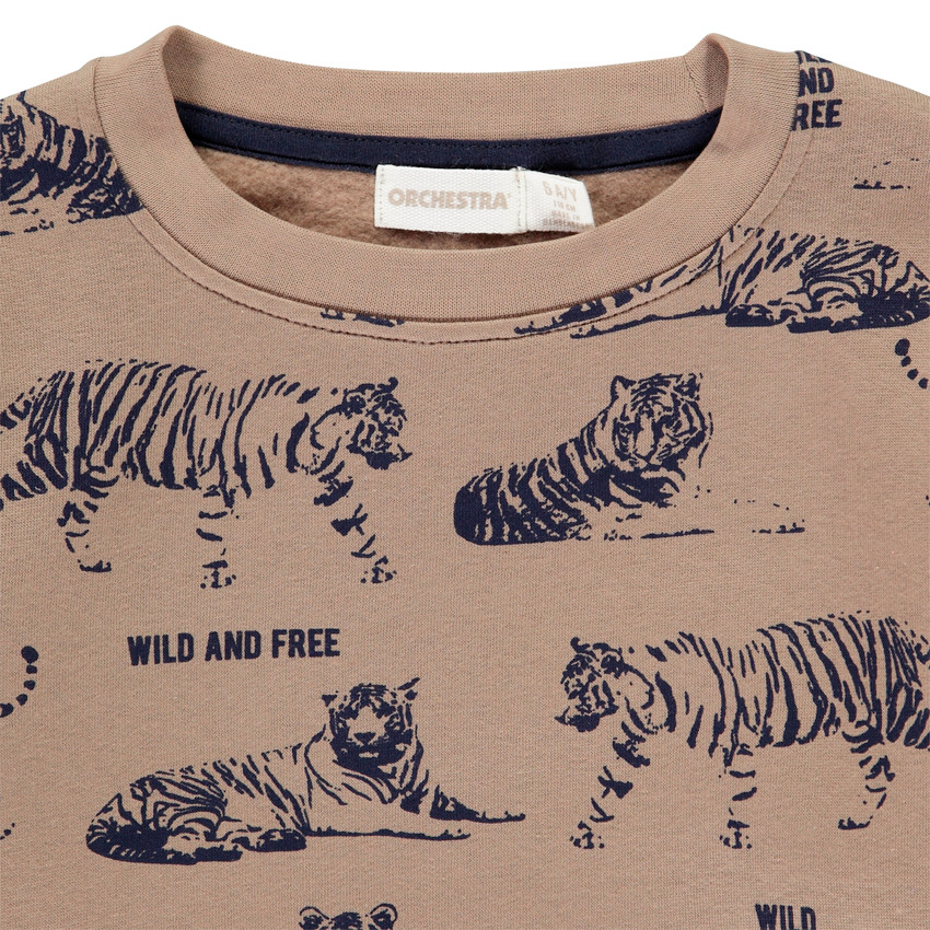 Φούτερ molleton με σχέδιο τίγρης για αγόρι 