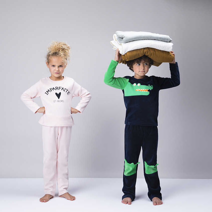 Πιτζάμα polaire ροζ με μήνυμα για κορίτσι 