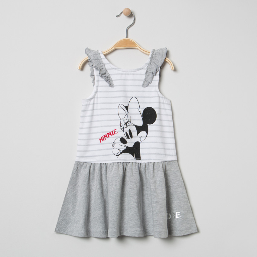 Φόρεμα με βολάν στα μανίκια και στάμπα τη Minnie της Disney 