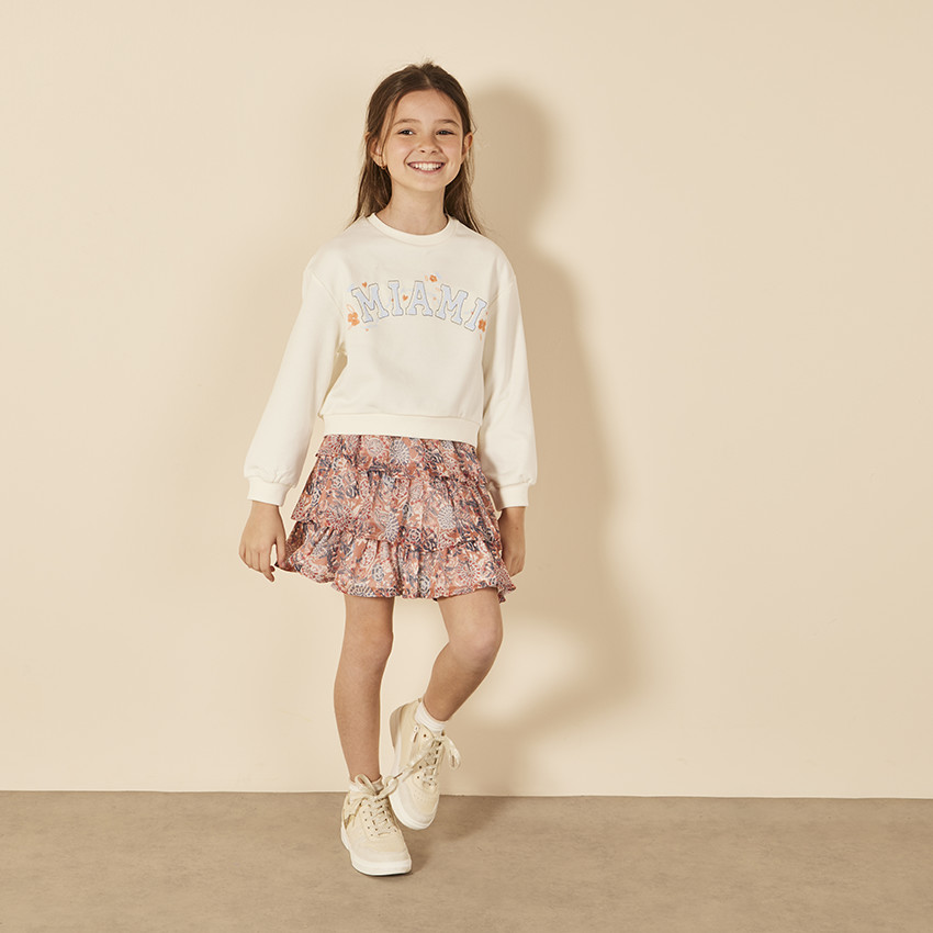 Φούστα με βολάν σε σχέδιο κασμίρ με lurex για κορίτσι 