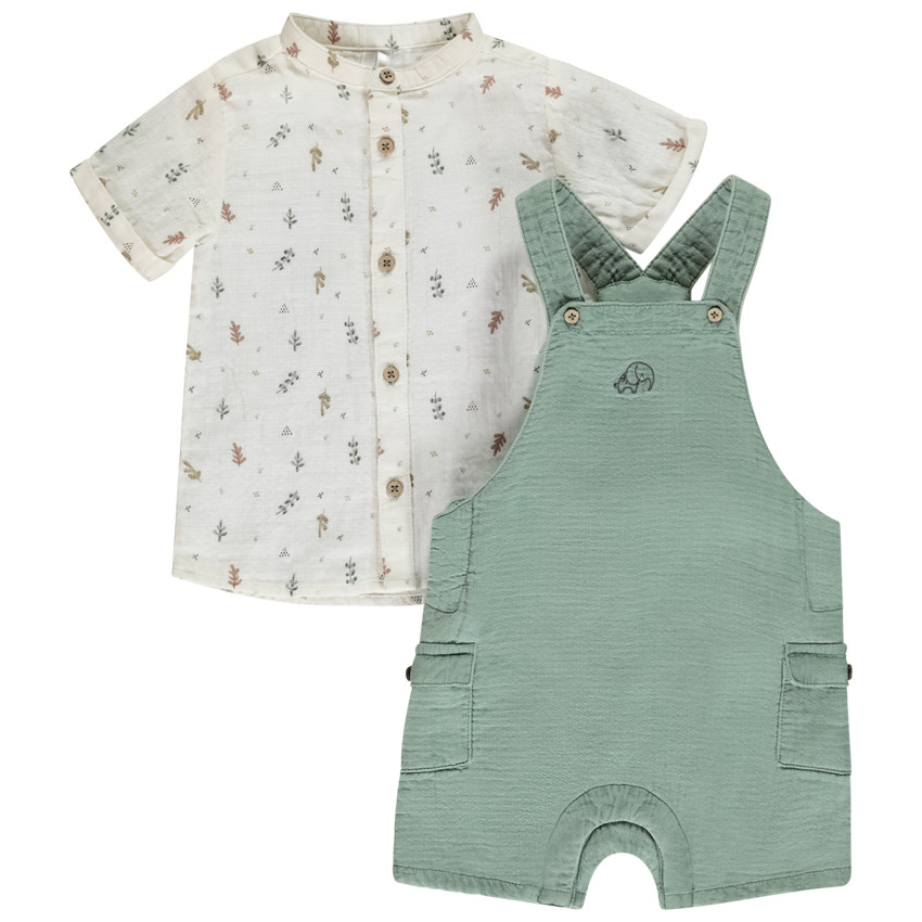 Σετ 2 τμχ. με κεντημένη σαλοπέτα για μωρό αγόρι 