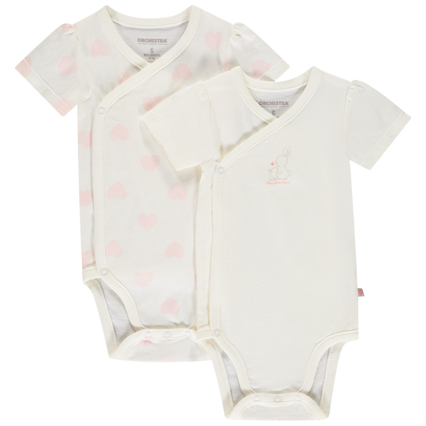 Σετ από 2 bodies κοντομάνικα φαντασίας για μωρό κορίτσι 