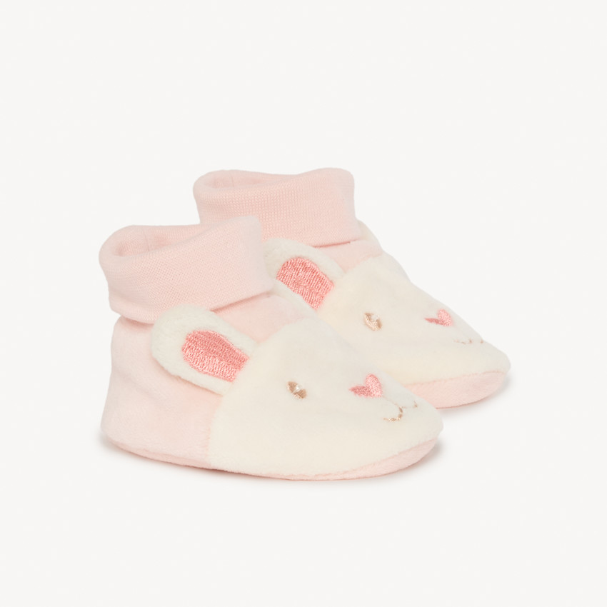 Παιδικά παπουτσάκια από βελούδο για μωρό κορίτσι με διασκεδαστικά αυτιά λαγού 