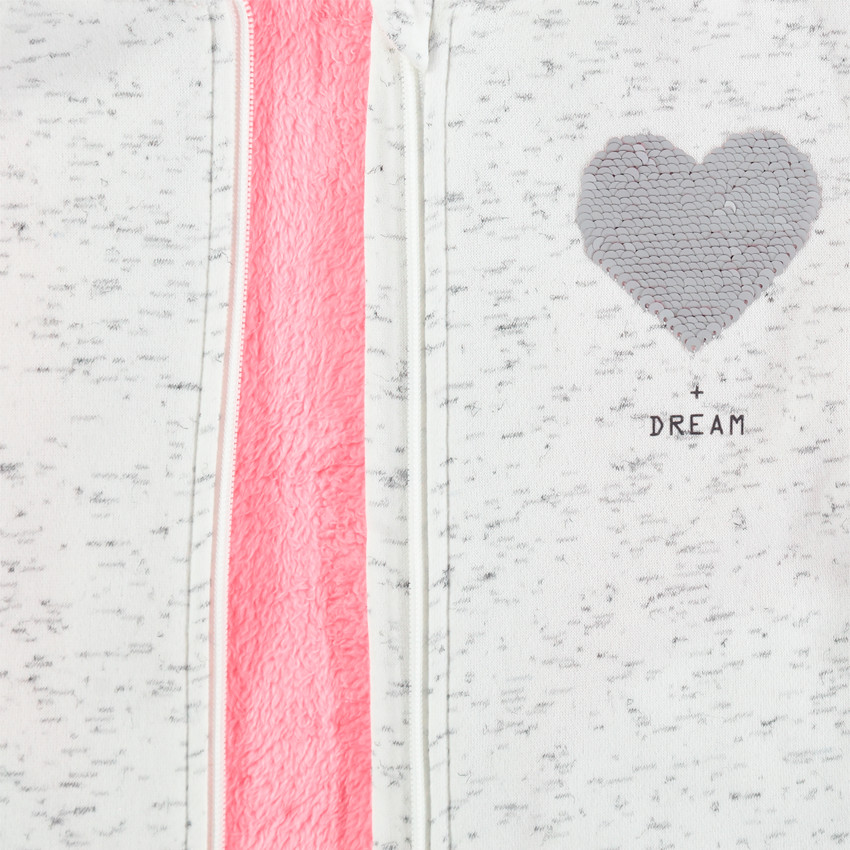 Ζακέτα από φανέλα με κουκούλα και καρδιά από «μαγικές» πούλιες 