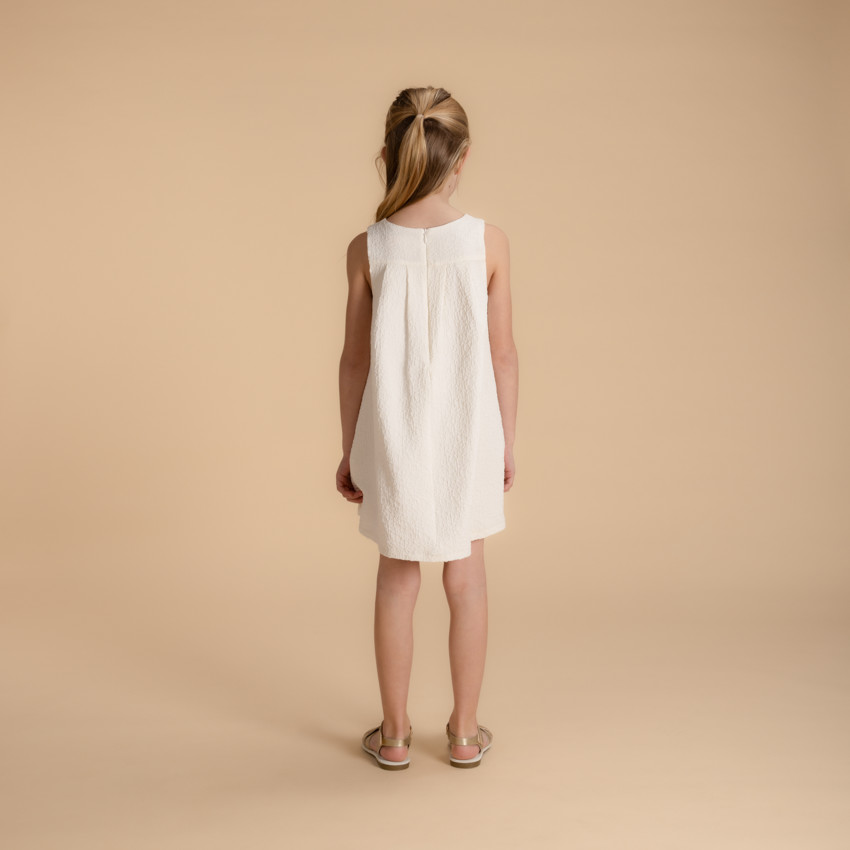 Αμάνικο φόρεμα με φιόγκο σε jacquard για κορίτσι 