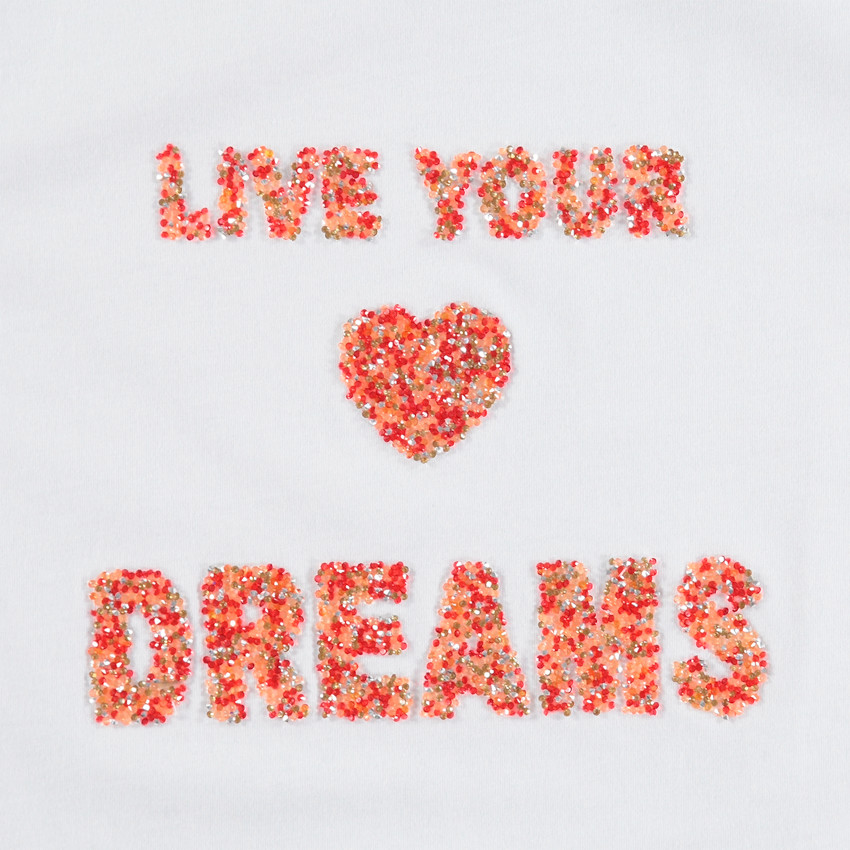 Παιδικά - Κοντομάνικη ζέρσεϊ μπλούζα με μήνυμα από χάντρες 