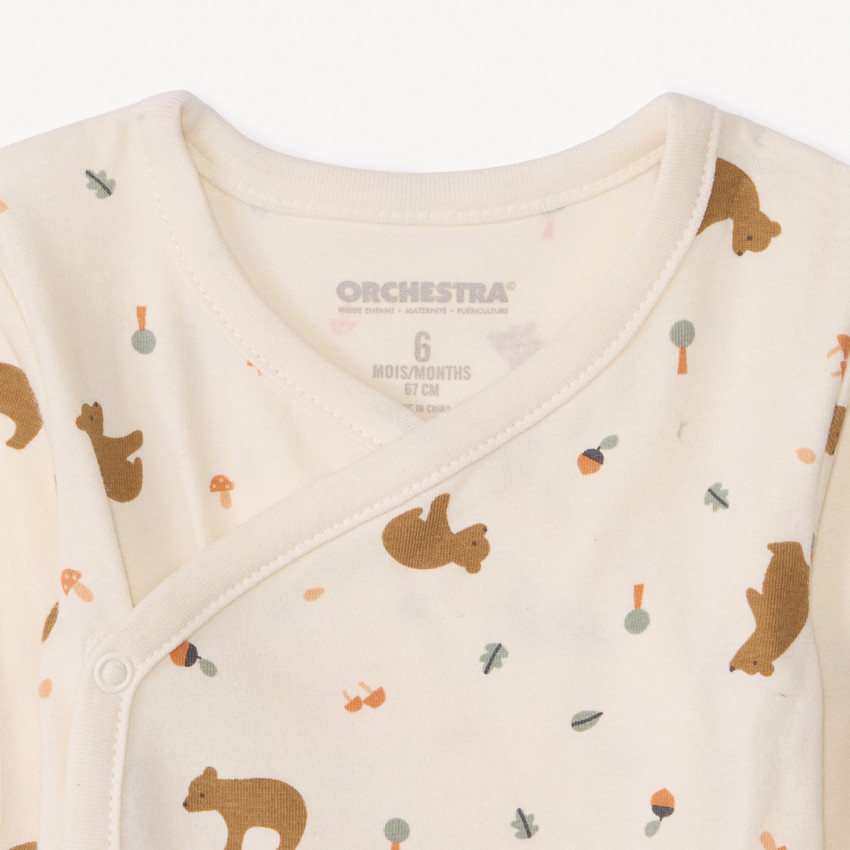 Lot de 5 bodies manches longues Ours pour bébé garçon avec ouvertures différentes selon l'âge 